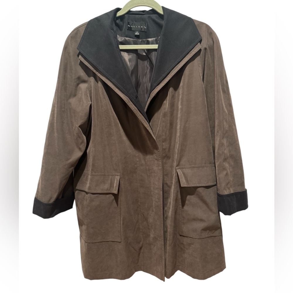 GALLERY Contrast Trim Rain Coat
